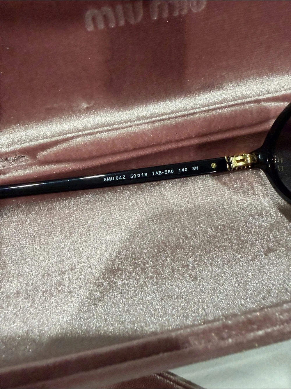 Miu Miu Black Oval Sunglasses with Pink Velvet Case